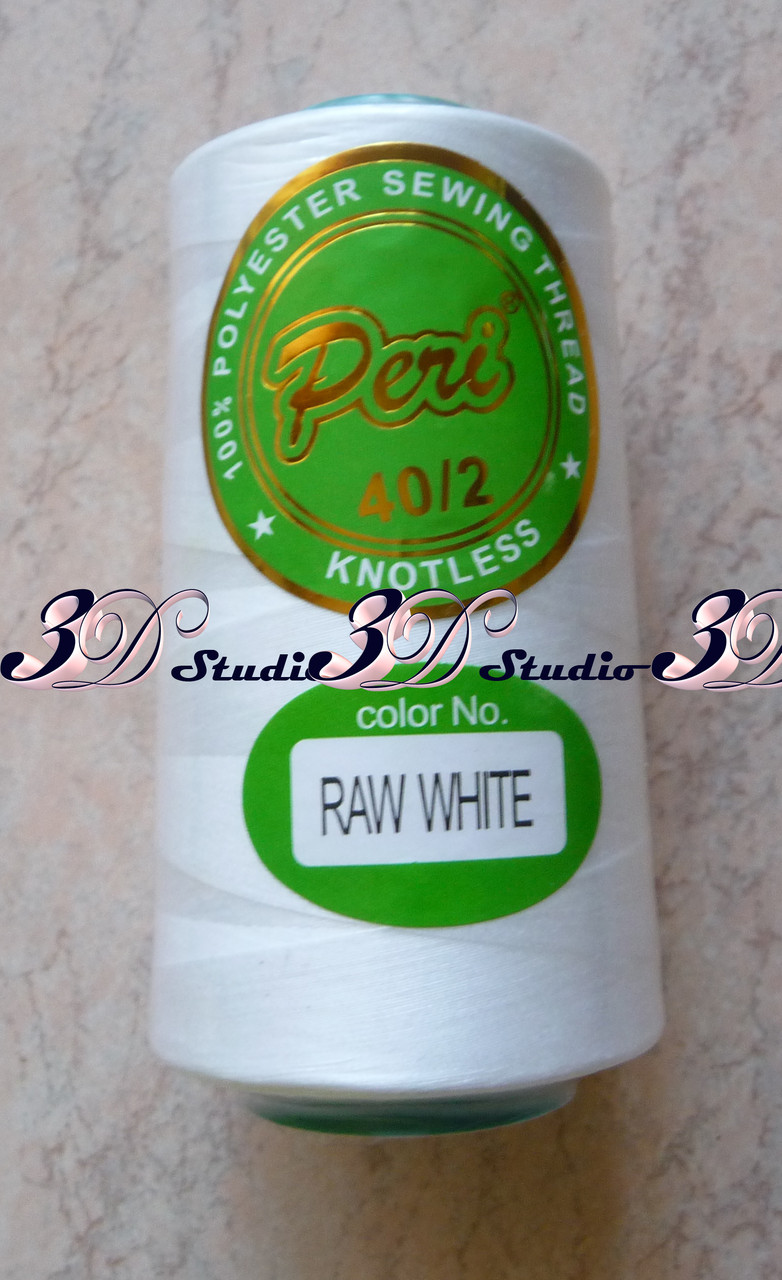 Нитки швейні білі поліестер 4000 ярдів Peri, фото 1