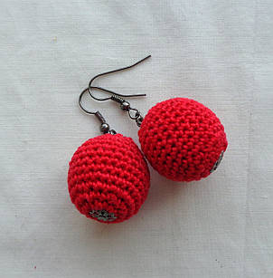 Сережки червоні кульки ручної роботи "Ягідка"
