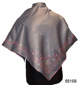 Хустка жіночий шовковий атласний легкий з принтом і візерунком римський колір сірий 90*90