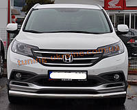 Захист переднього бампера труба одинарна з нержавійки на Honda CR-V 2012-2015