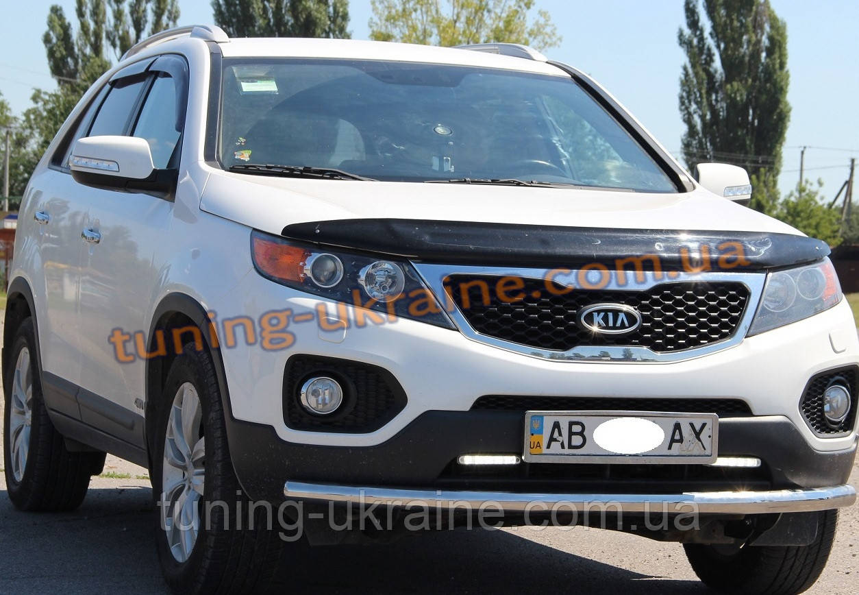 Защита переднего бампера труба одинарная из нержавейки на Kia Sorento 2013-2015 - фото 1 - id-p517296558