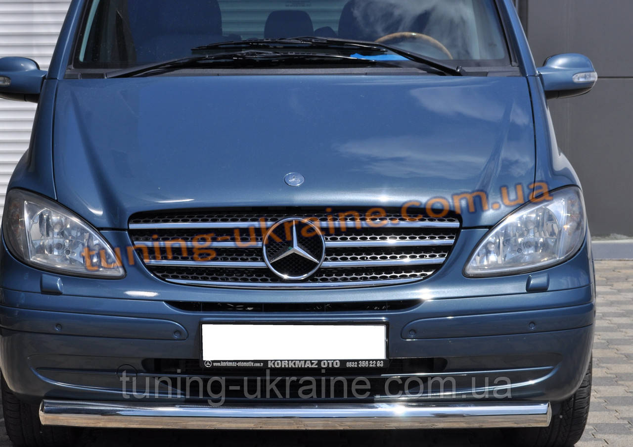 Защита переднего бампера труба одинарная из нержавейки на Mercedes Vito 2003-2010 - фото 4 - id-p517308403