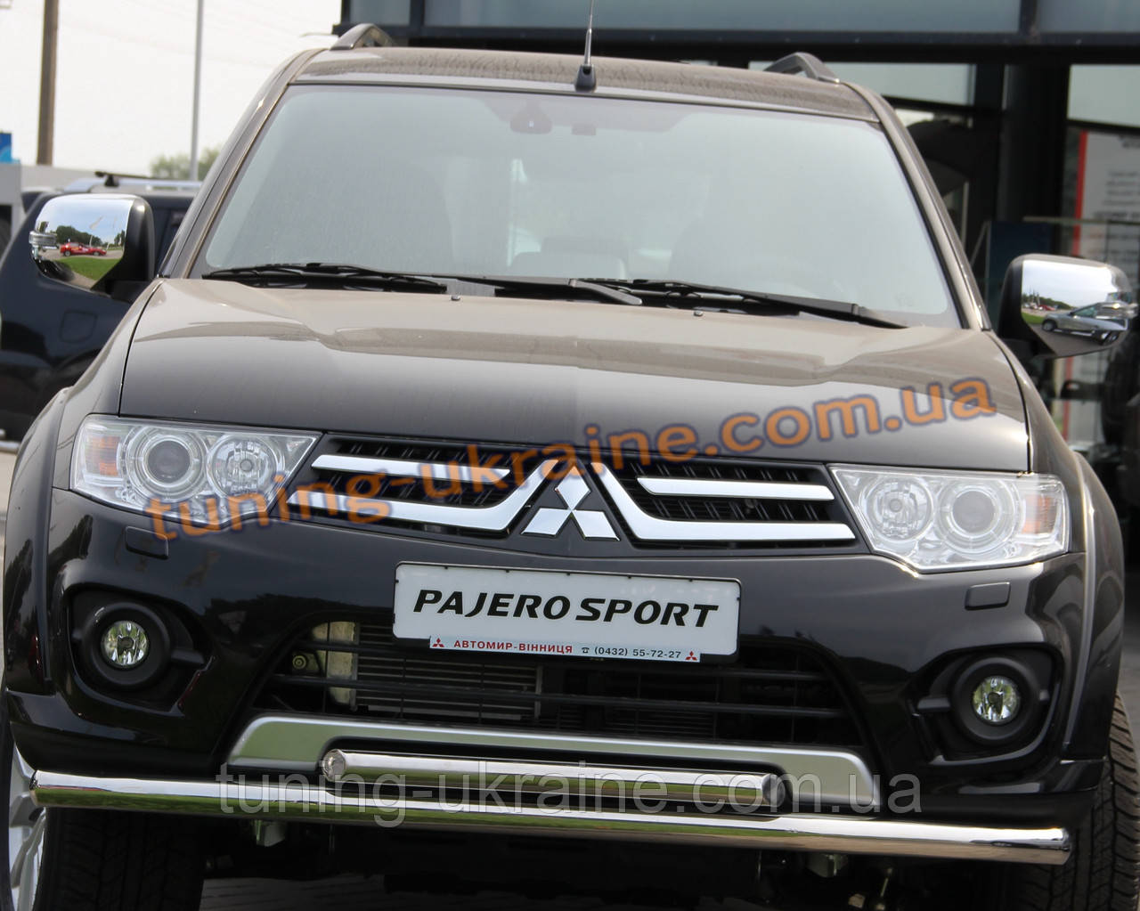 Защита переднего бампера труба двойная из нержавейки на Mitsubishi Pajero Sport 2008-2015 - фото 1 - id-p517435550