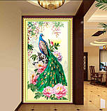 Картина для малювання камінням Diamond painting Алмазна вишивка "Павлін і квіти" , фото 3