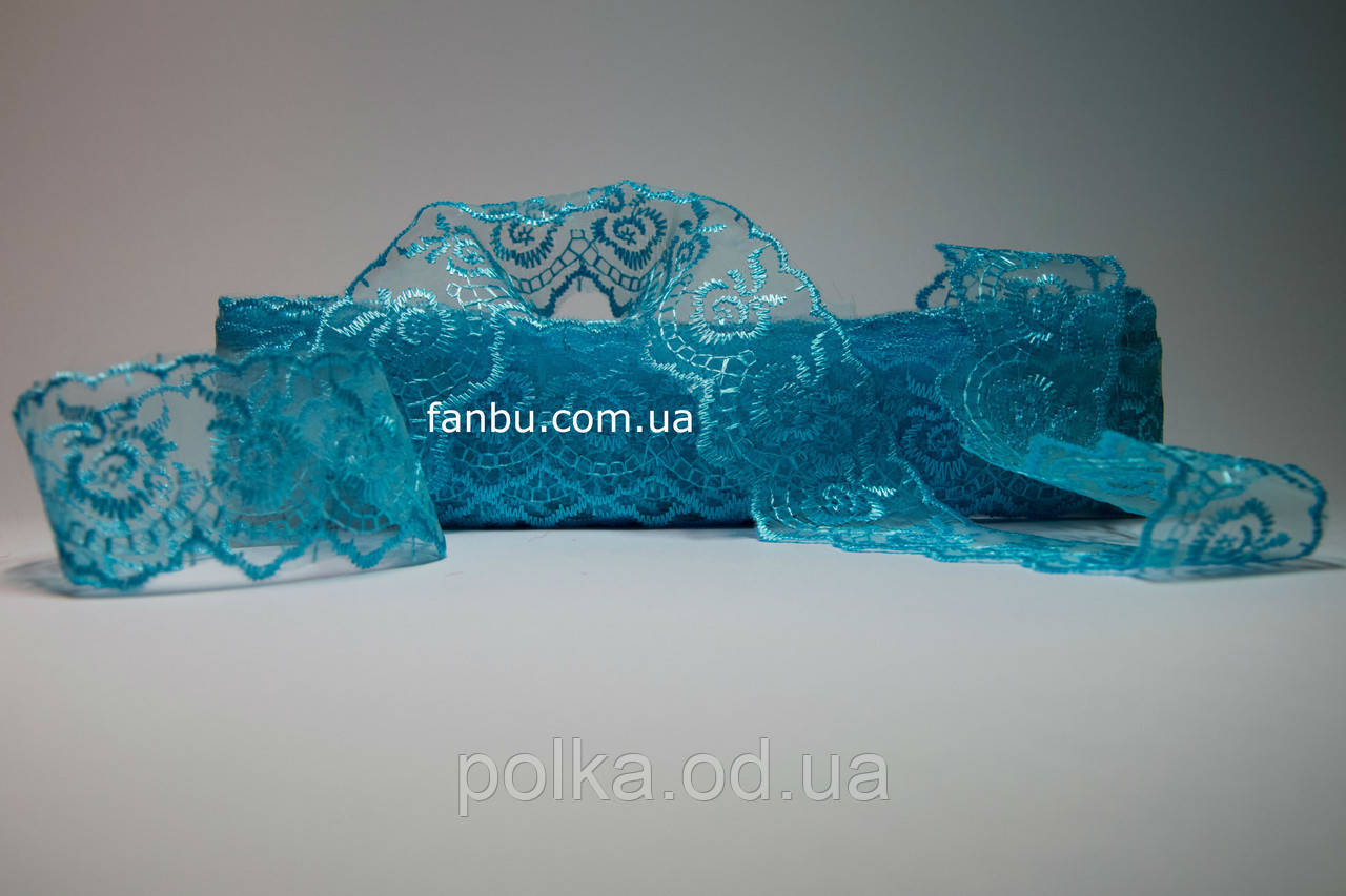 Мереживо "Яблуко" блакитне, ширина 4 см (1упаковка-10ярдів)