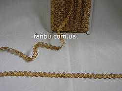 Золота декоративна тасьма "греча хвиля"металева, ширина 1.3 см (1 уп20 ярдів)