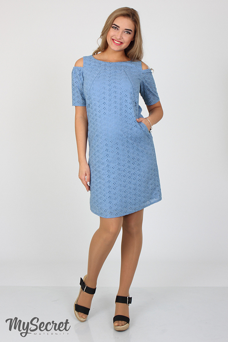 Літня сукня для вагітних та годування Unique DR-27.082 синя, розмір 48