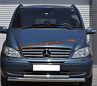 Защита переднего бампера труба двойная из нержавейки на Mercedes Vito W639 2003-2010