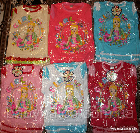 Футболка підліток дівчинка інтерлок комбінована (зростання від 116 до 140см), фото 2