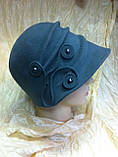 Фетровий капелюх із маленькими крисами прикрашений опуклими складками, фото 3