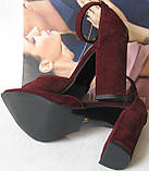 Mante! Гарні жіночі замшеві босоніжки туфлі підбор 10 см весна літо осінь марсала замша 35,39,40 разм, фото 5