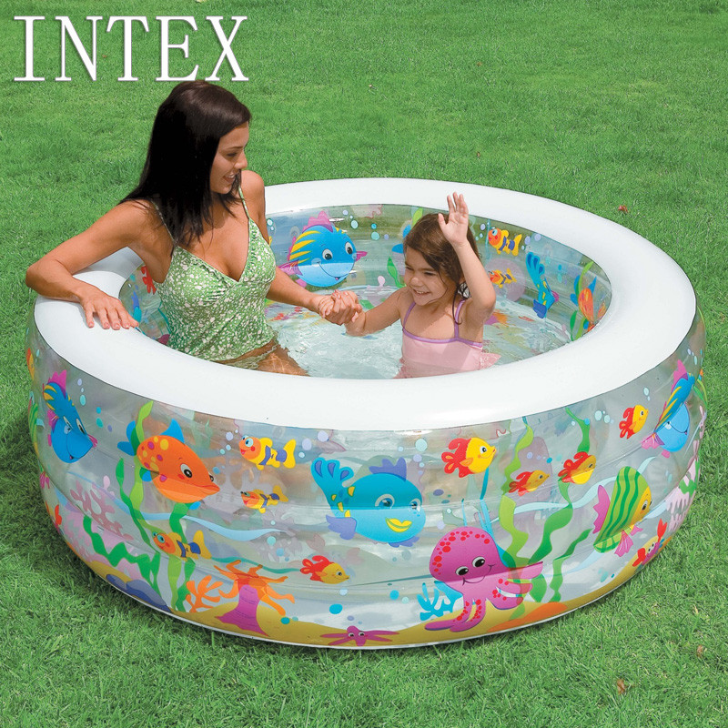Дитячий надувний басейн манеж і батут "Акваріум" Intex 58480, надувний басейн для дітей 152*56см