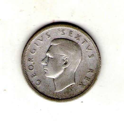 Південно-Африканська Республіка › Король Георг VI 2 шилінги (флорин), 1952 рік Срібло 0.500, 11.31g, ø 28.52mm №3852