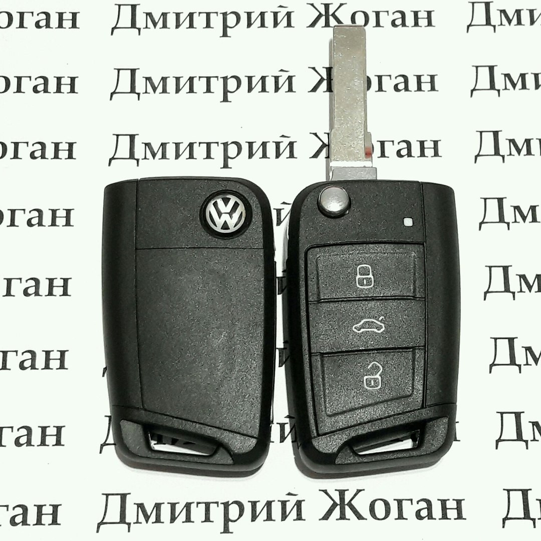 Ключ Volkswagen (корпус Фольксваген) — 3 кнопки, лезо HU66