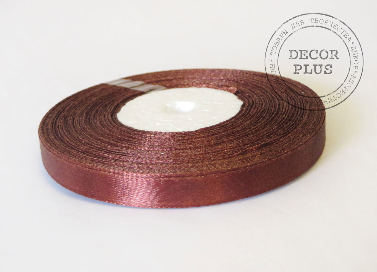Стрічка атласна 0,9 см коричнева, фото 1