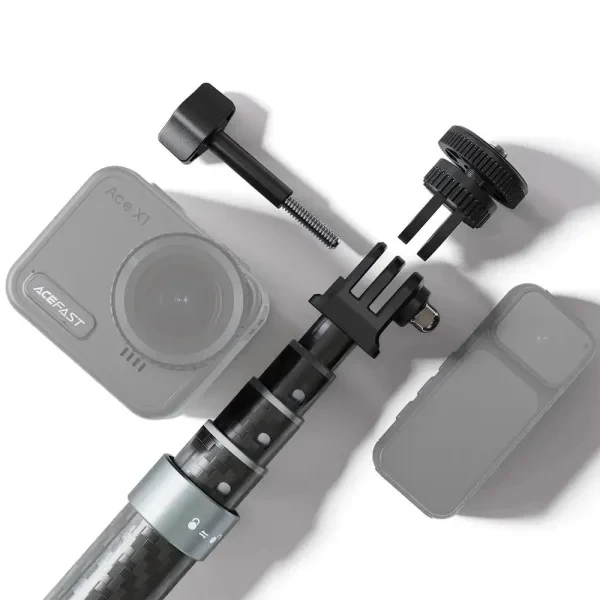 Монопод для екшн-камери Acefast E38 1.2m carbon fiber telescopic selfie stick Black Gray, фото 1
