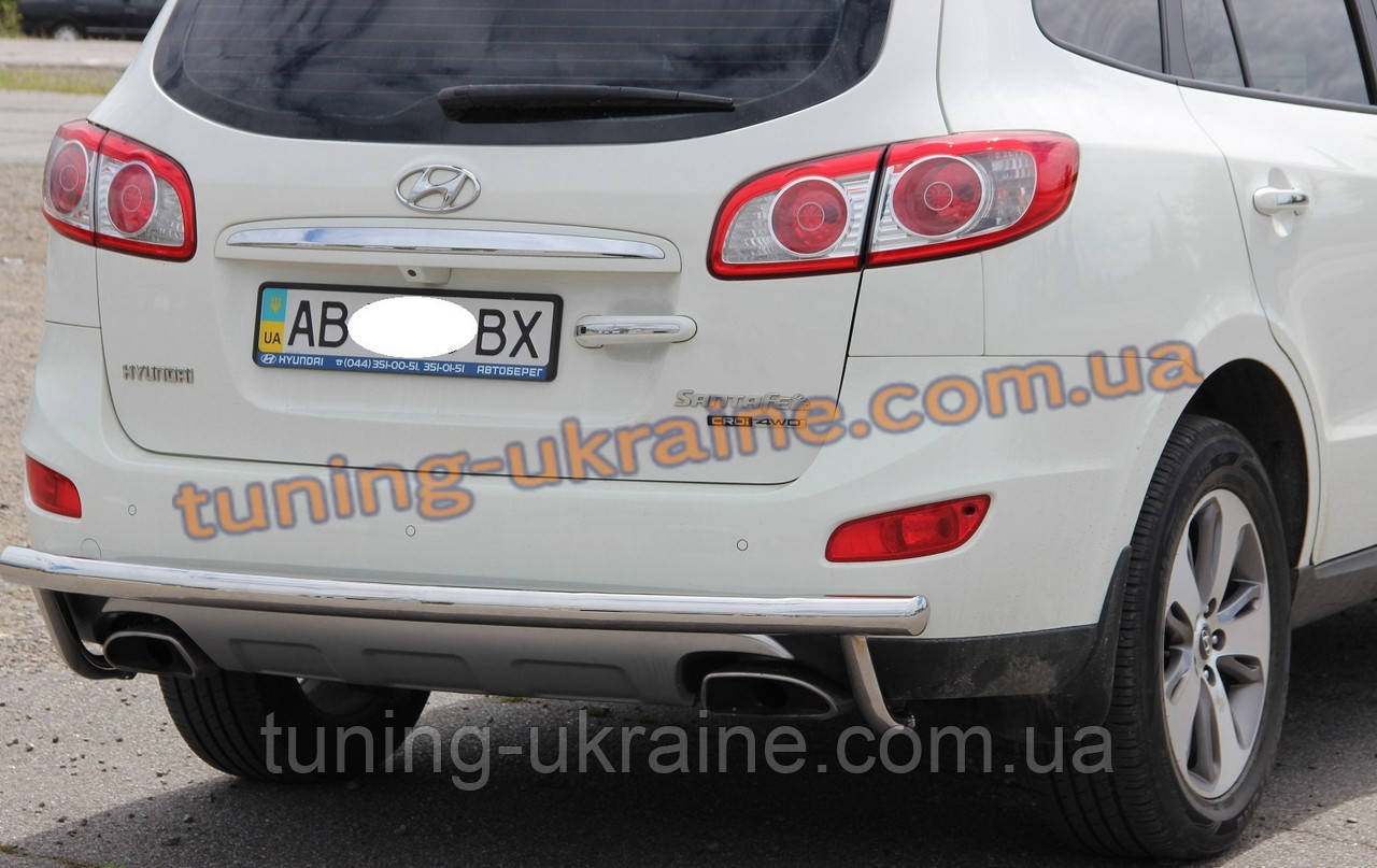 Защита заднего бампера труба одинарная из нержавейки на Hyundai Santa Fe 2006-2010 - фото 2 - id-p518078512