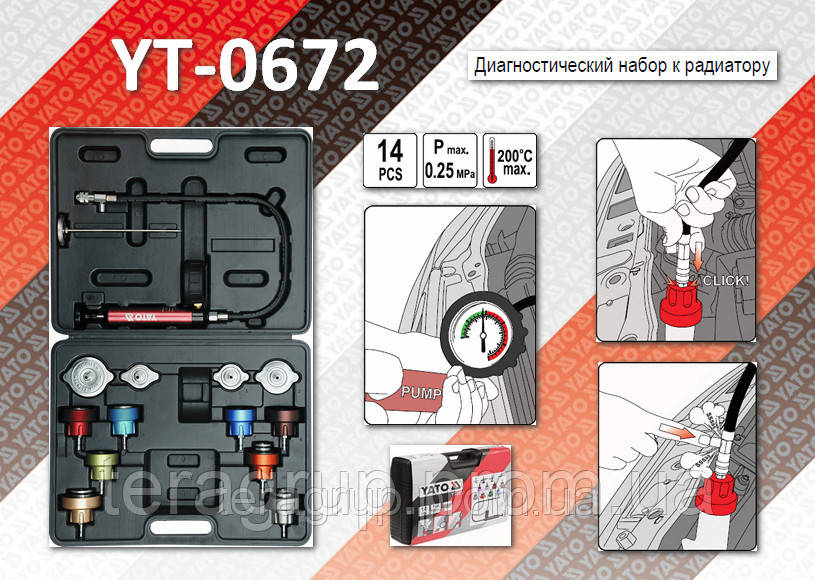 Диагностический набор к радиатору 14шт, YATO YT-0672 - фото 1 - id-p29575748