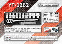 Набор головок с трещоткой и удлинителем 1/2", 10-24мм, 12шт, YATO YT-1262