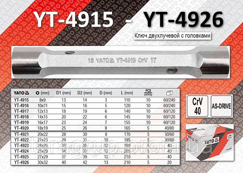 Кований торцевий ключ 18х19мм, YATO YT-4920.