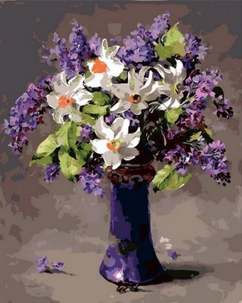 Картини за номерами 40х50 див. Нарциси і бузок Художник Коттерил Ганні