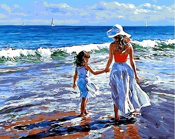 Картини по номерам 40х50 див. Прогулянка з мамою Художник Володимир Волегов