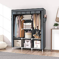 Универсальный тканевый шкаф Storage Wardrobe 88130 с 8 полками и 3 секциями для одежды обуви и домашнего хранения