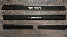 Накладки на пороги Ford Ranger II 2006 - 4шт. Карбон