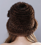 Жіноча норкова шапка, капелюх із в'язаної норки чорний, фото 7