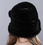 Хутряний жіночий шапка, капелюх із в'язаної нотки коричневий, фото 7