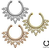 Фейк септум срібний колір. Сережки в ніс обманка. Імітація пірсингу септуму