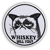 Шеврон мем кот Whiskey Will You 8 х 8 см
