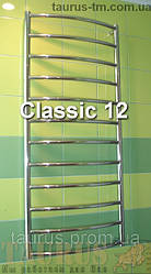 Велика вузька сушарка з нержавіючої сталі Classic 12/1250х400 мм із круглою гнутою перемичкою. Електро. Україна