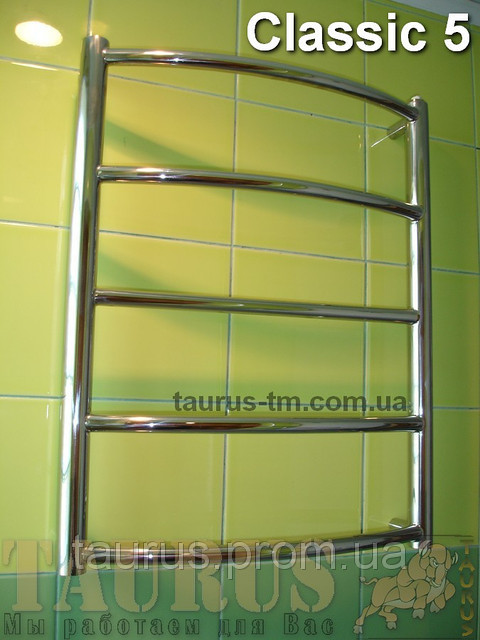 Маленька н/ж сушарка Classic 5/550х500 мм із круглою дугоподібною труби. Електро, водяний. 1/2. Україна