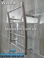Маленька сушарка для рушників із н/ж сталі Wave 4 вигнута у формі хвилі. Водяний; Під'єднання 1/2" Taurus 400