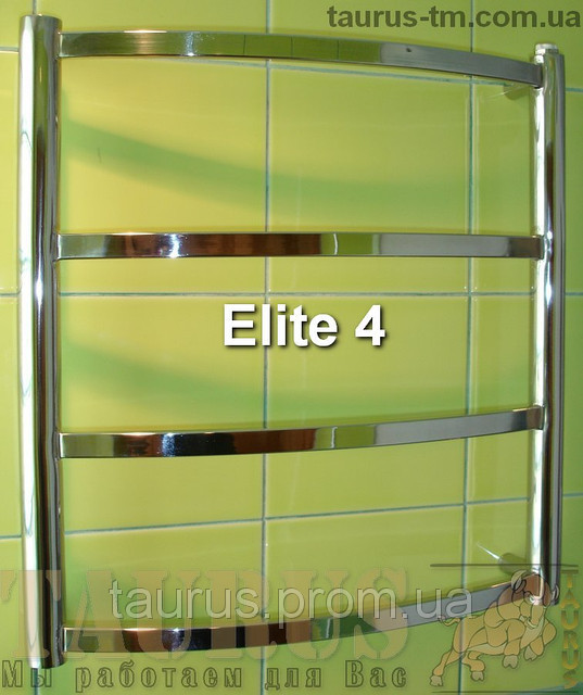 Компактний н/ж сушарка для рушників у ванну кімнату Elite 4/450х500 мм. Плоскі перемички 20х10