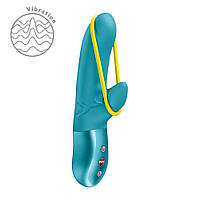 Мини вибратор-кролик со стимулирующей лентой Fun Factory AMORINO Aquamarine, лента съемная