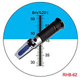 Портативний рефрактометр RHB-62ATC(REF104/114,H) (28-62%Brix) для визначення концентрації сахарози в сиропах, фото 2