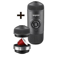 Портативна еспресо-кавоварка Wacaco Nanopresso з адаптером для капсул, механічна, для меленої кави hatka - гарант качества