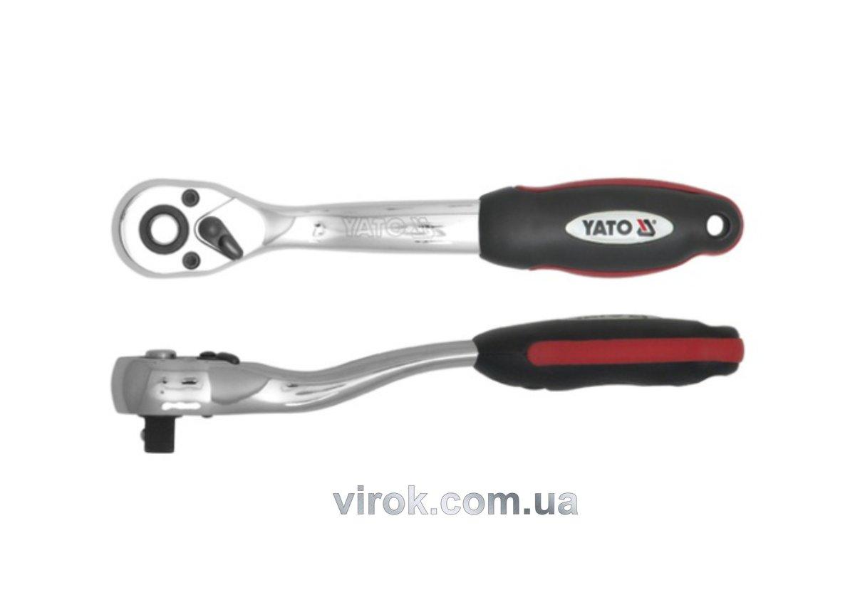 Тріщатка YATO : квадрат 1/2", L= 250 мм, 72T, вигнута ручка [6/24] sokil - вибирай, фото 1