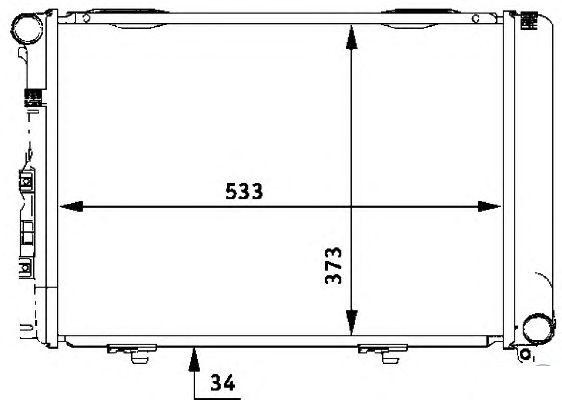 Радіатор охолодження Mercedes 124 1984-1992 (2.0 D) 530*370мм по сотах
