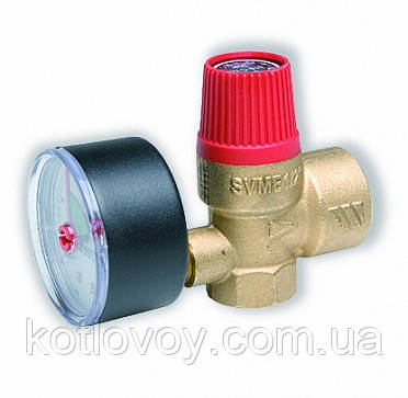 Клапан запобіжний з манометром Watts SVM 1/2" x 3/4" 2,5 бара , фото 1