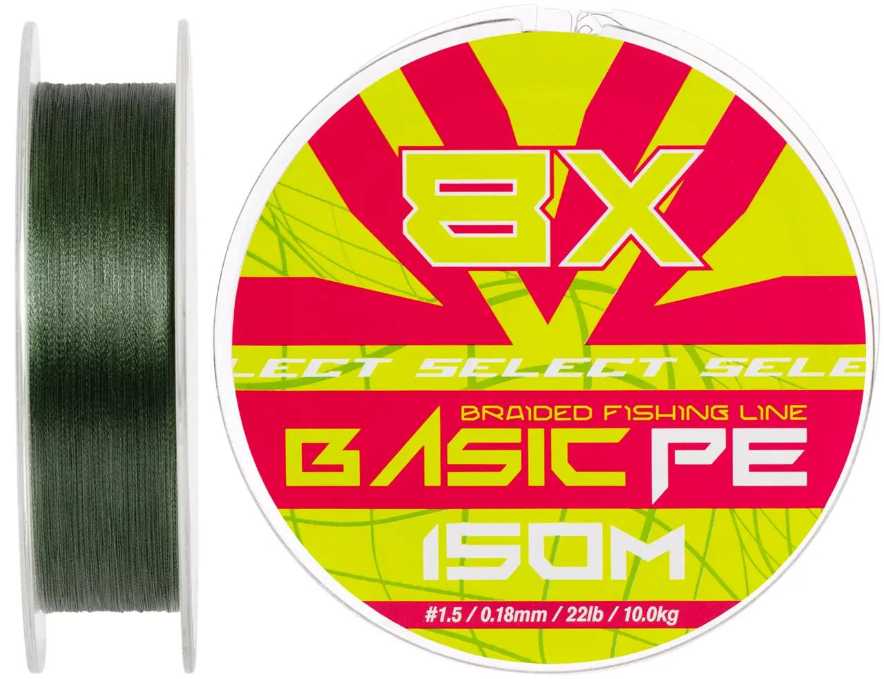 Шнур Select Basic PE 8X Green 150m #1.5/0.18mm 22lb/10kg