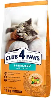 Корм сухой для стерилизованных кошек Club 4 Paws Premium 14 кг