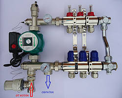 Колектор на 3 виходи для теплої підлоги з преміумвузлом