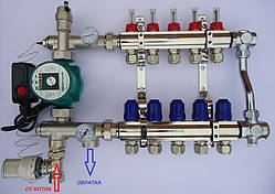 Колектор на 5 виходів для теплої підлоги з преміумвузлом