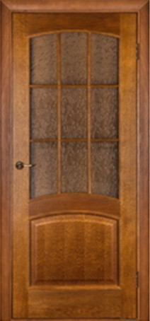 Міжкімнатні двері шпоновані дубом "Ваш Стиль" модель Капрі ПЗ темний горіх із врізкою фурнітури