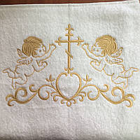 Полотенце для крещения крыжма махровая 70х140 с золотой вышивкой