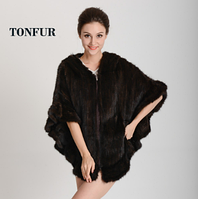 Чорна норкова шаль 44-52р, накидка хутряна. Норкове пончо, жилет.