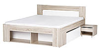 Кровать 160 с двумя выдвижными ящиками и тумбочками MILO 09 Szynaka дуб sonoma/белый